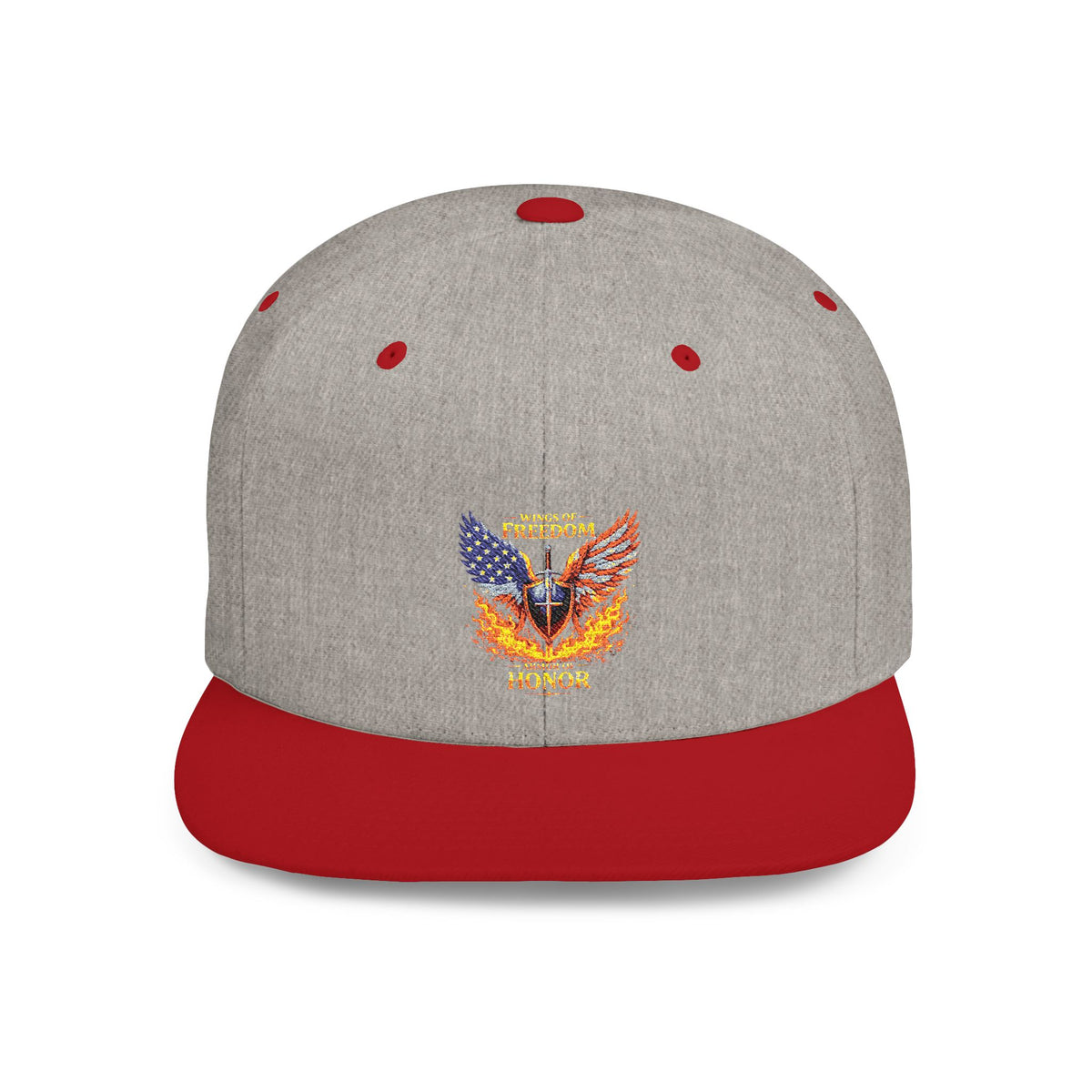 Snapback Hat — American Eagle Flames "Freedom Honor" Embroidered