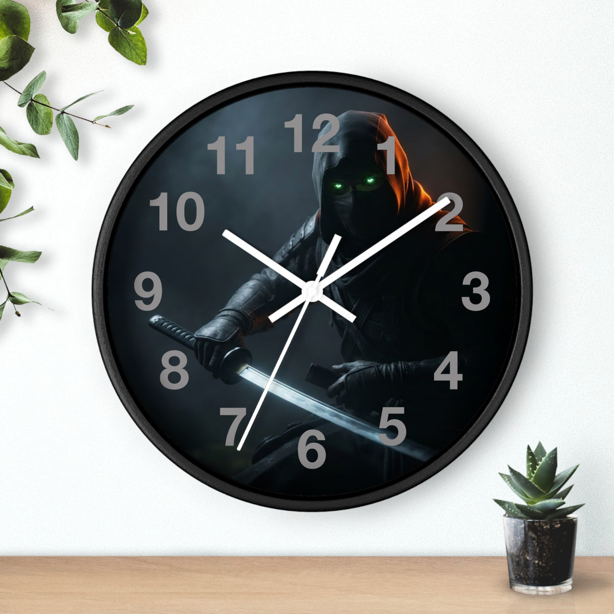 Assassin Nightblade Wall Clock — Dark Rogue with Glowing Eyes Decorative Clock