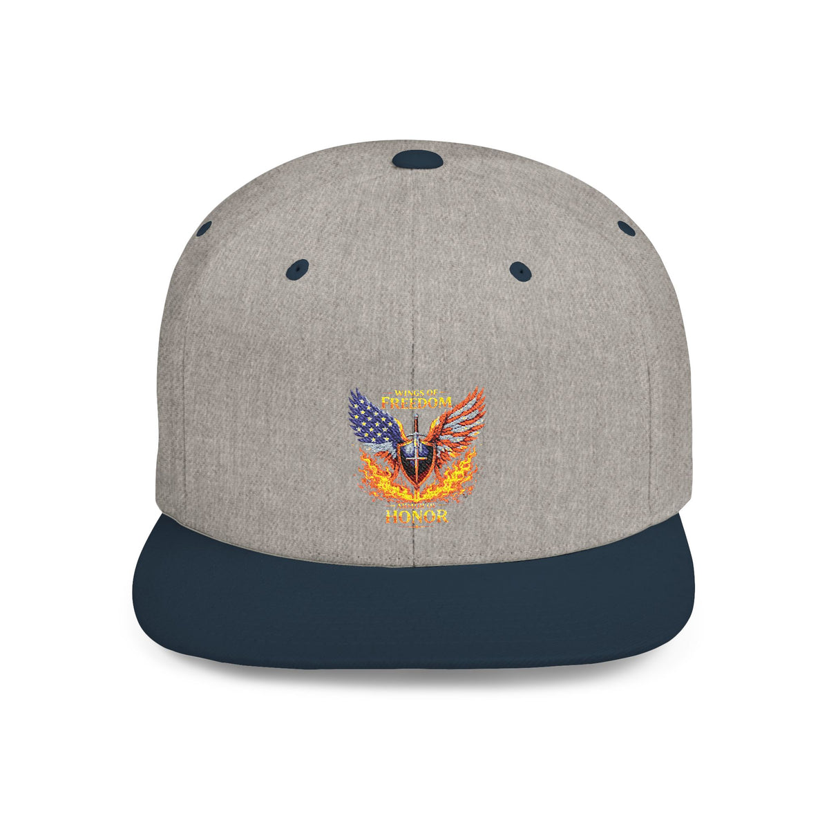 Snapback Hat — American Eagle Flames "Freedom Honor" Embroidered