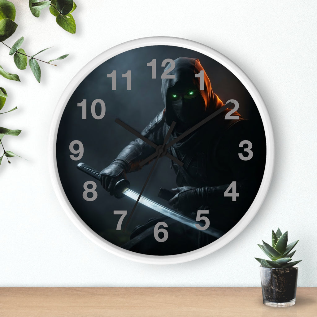 Assassin Nightblade Wall Clock — Dark Rogue with Glowing Eyes Decorative Clock