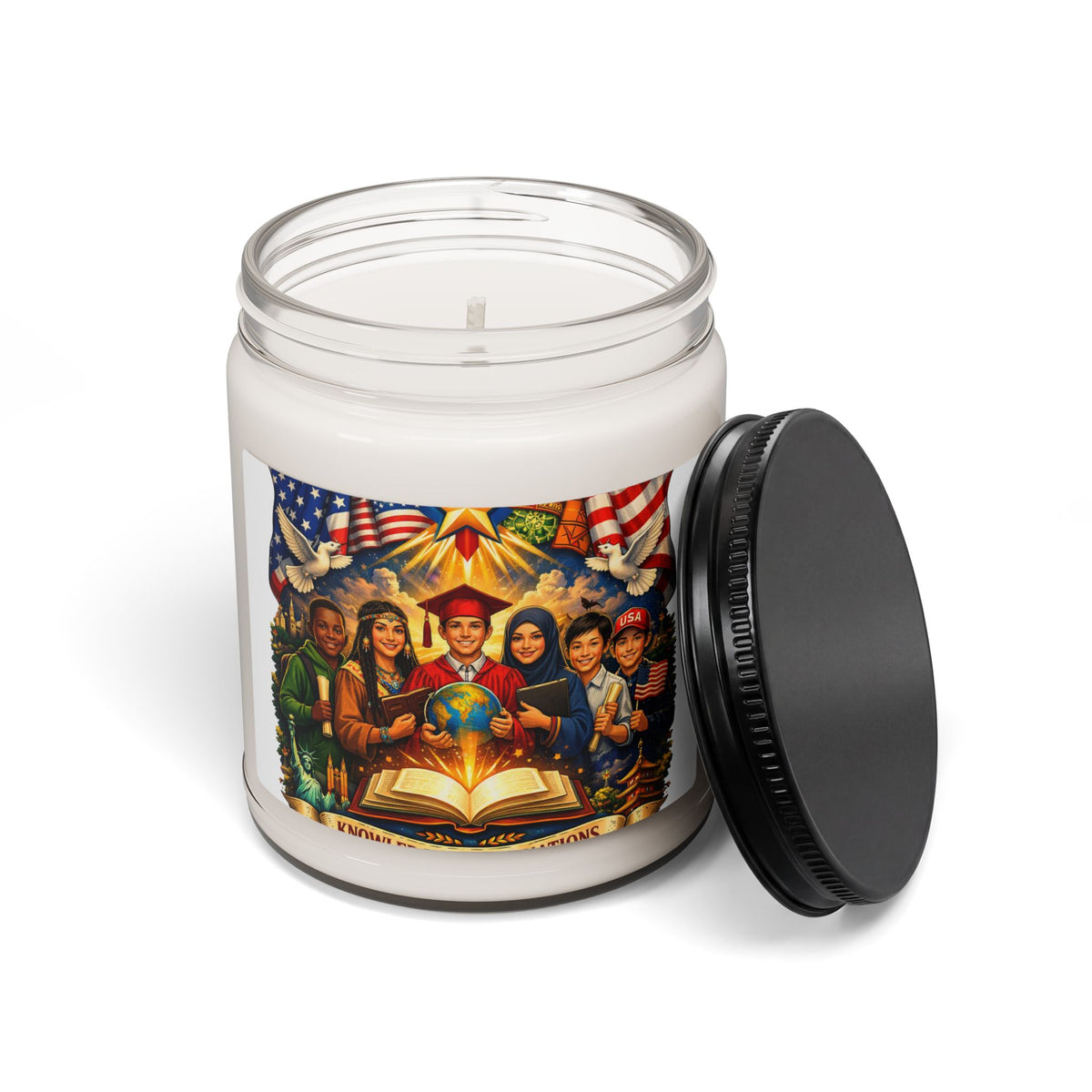 Patriotic Graduation Soy Candle — "United We Learn" 9oz