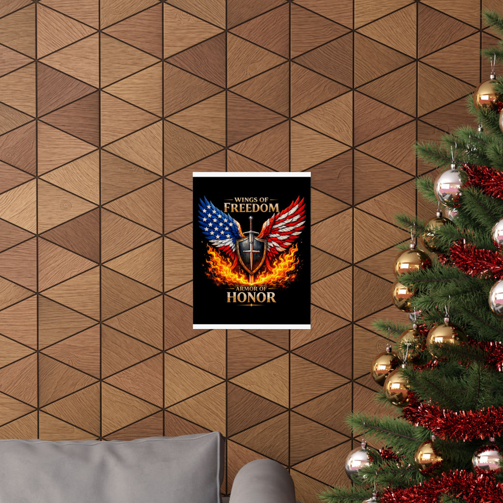 Patriotic Wings of Freedom Matte Poster — "Wings of Freedom, Armor of Honor"