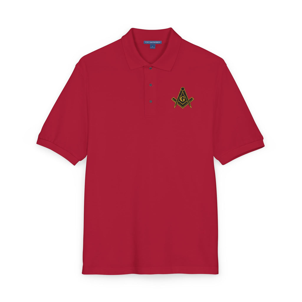 Masonic-Embroidered Gold Fleur-de-Lis Polo Shirt