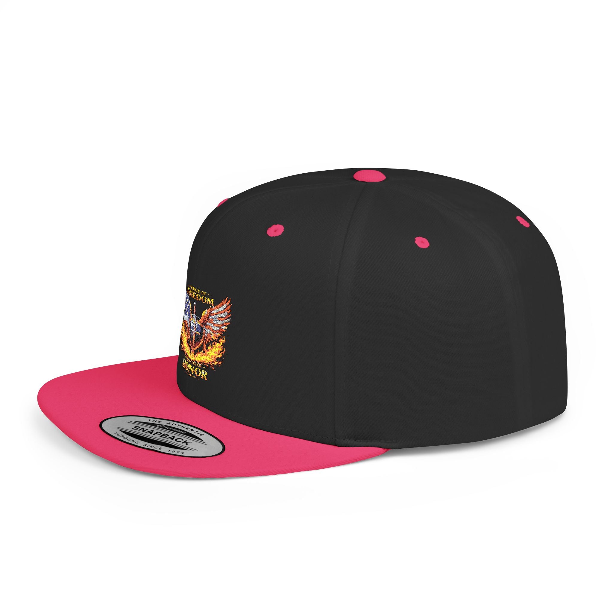 Snapback Hat — American Eagle Flames "Freedom Honor" Embroidered
