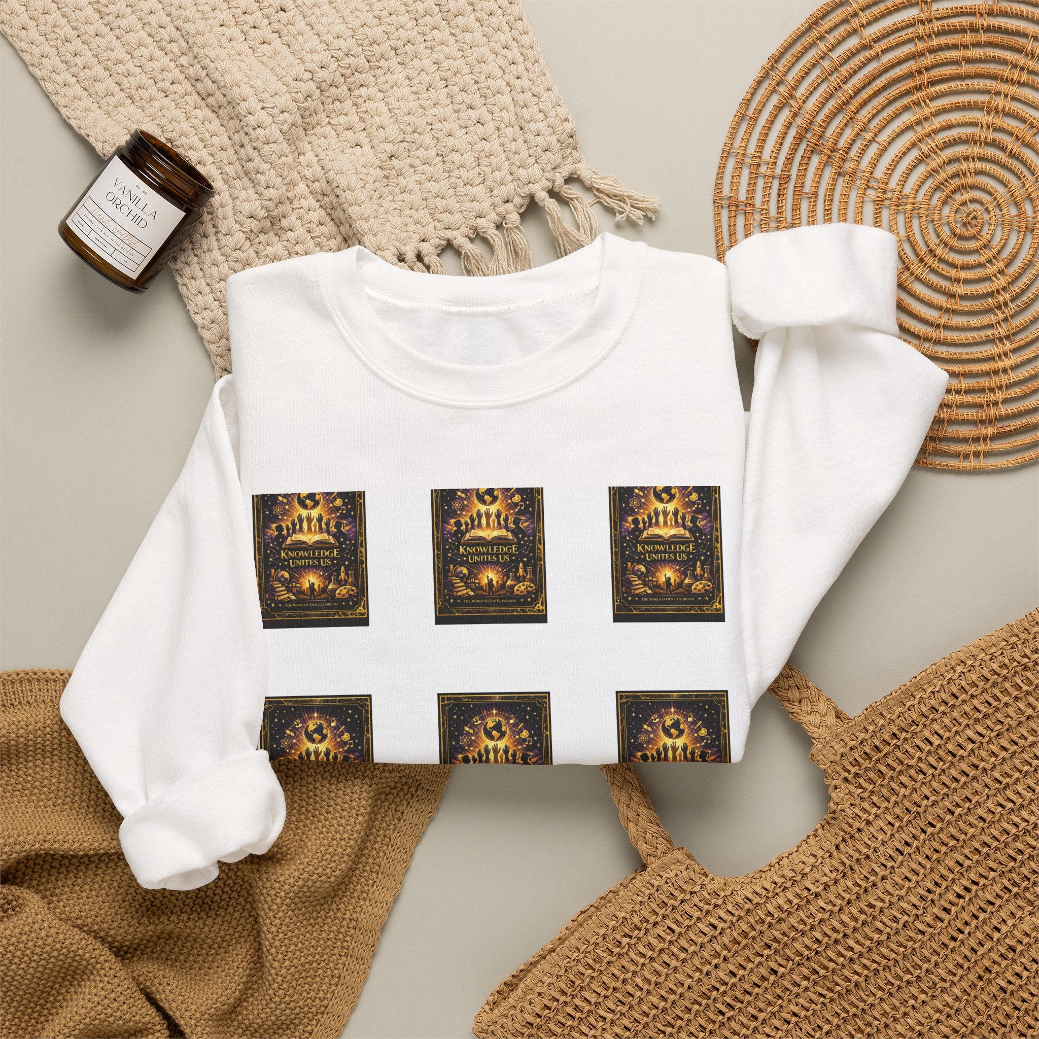 Crewneck Sweatshirt — Vintage Candles Grid Graphic