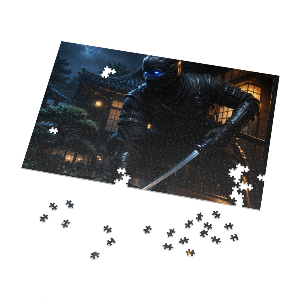 Ninja Night 500-Piece Jigsaw Puzzle with Tin — Stealth Samurai Sword Scene
