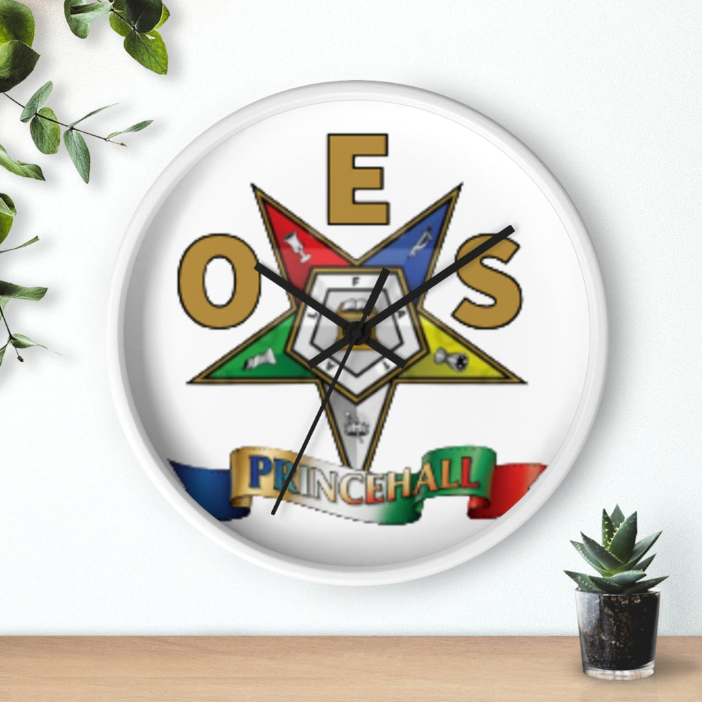 Prince Hall OES Star Wall Clock — Eastern Star Masonic Lodge Emblem Clock