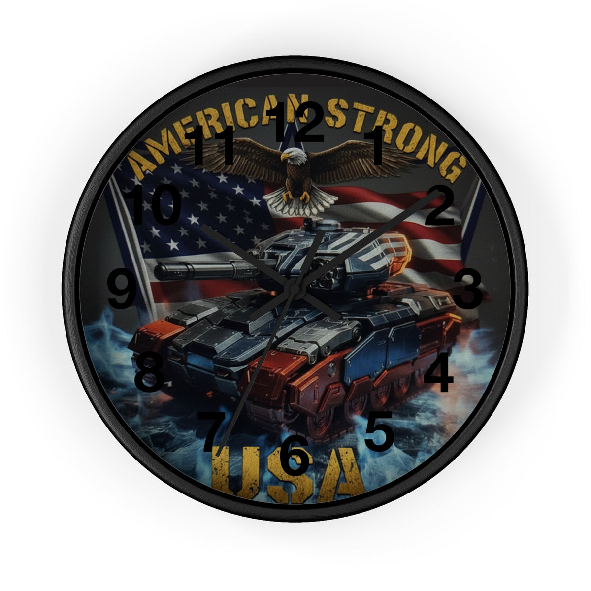 American Strong USA Tank Wall Clock — Patriotic Military Home Decor