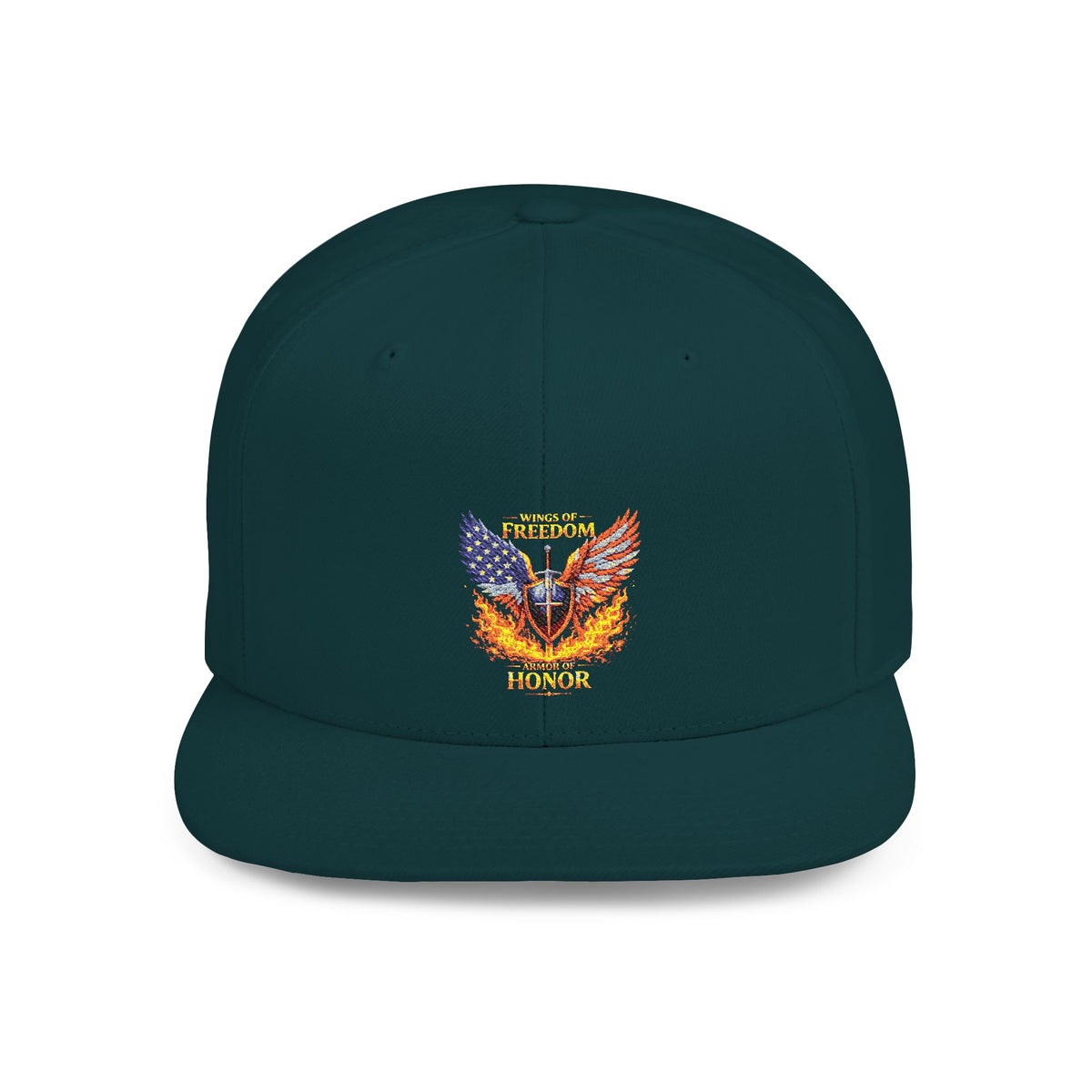 Snapback Hat — American Eagle Flames "Freedom Honor" Embroidered