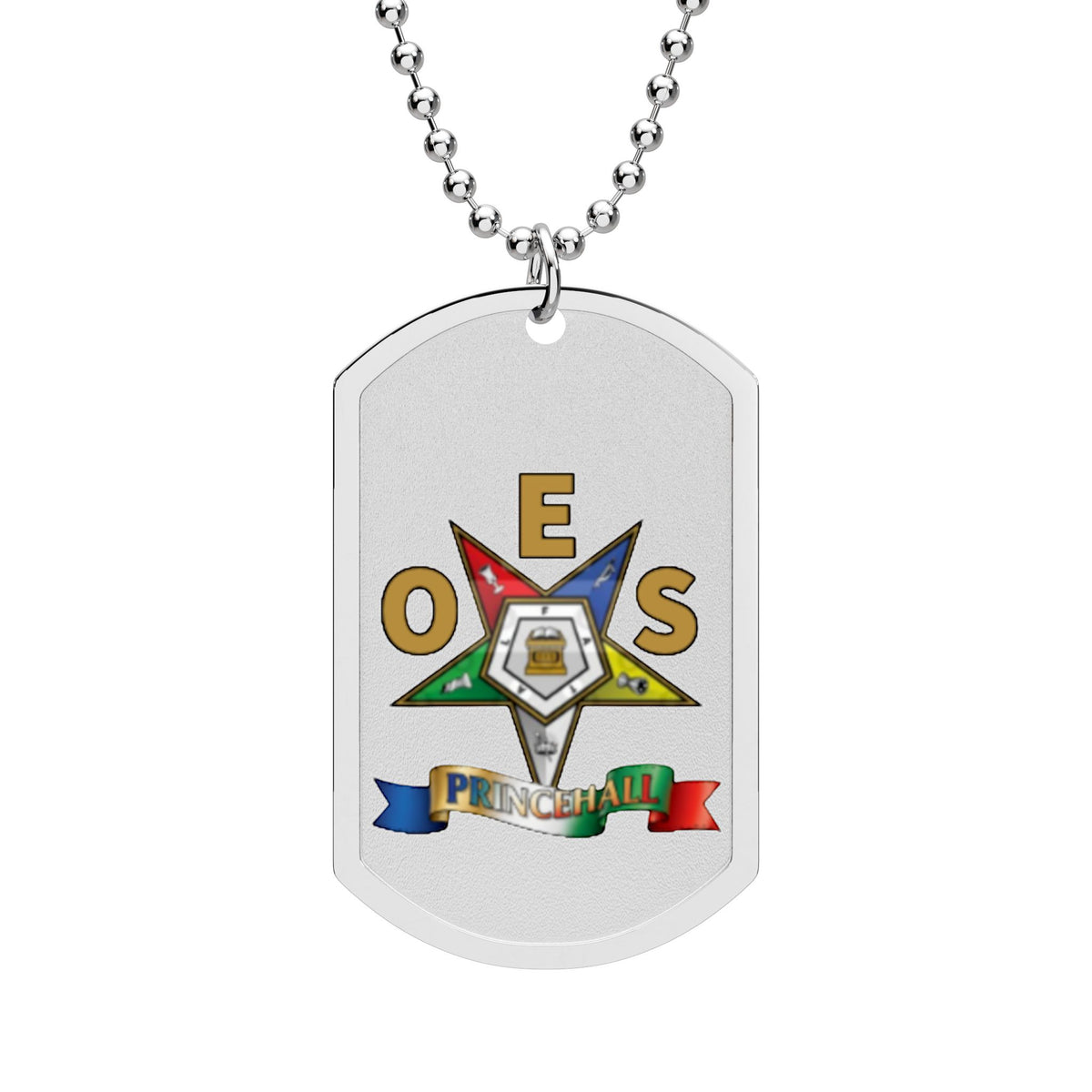 Order of the Eastern Star Dog Tag Necklace — Masonic Star Pendant on Chain