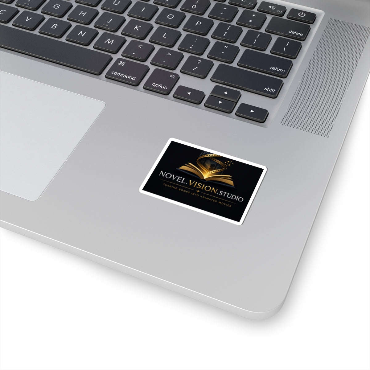 Novel Vision Studio Logo Sticker — Kiss-Cut Book-to-Film Branding Sticker