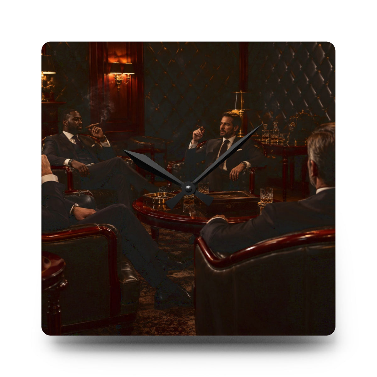 Vintage Taste Of Class Lounge Acrylic Wall Clock — Gentlemen Smoking Room Decor