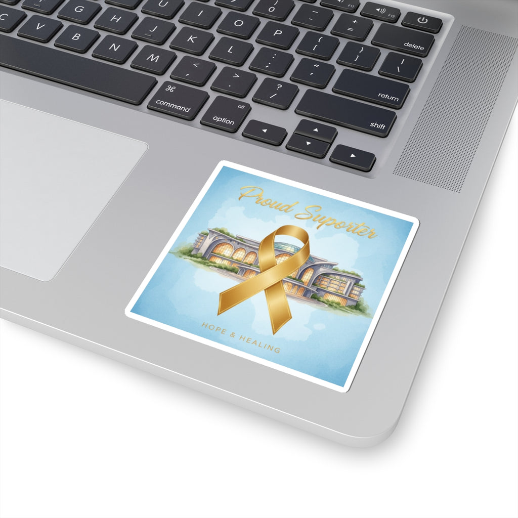 Gold Awareness Ribbon Sticker — "Proud Supporter: Hope & Healing"