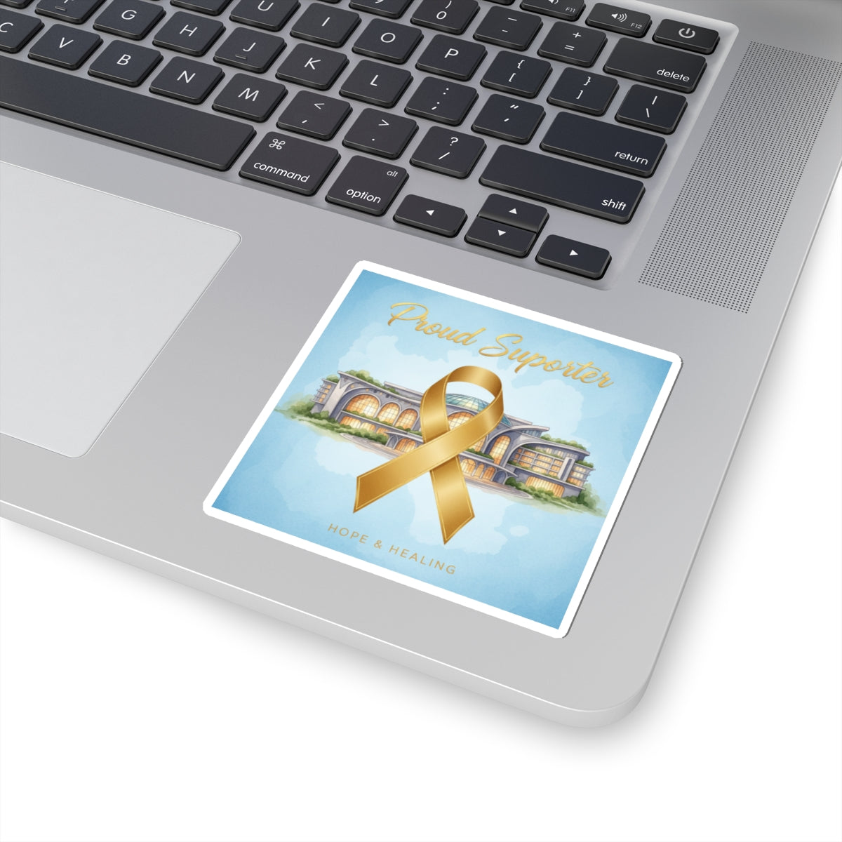 Gold Awareness Ribbon Sticker — "Proud Supporter: Hope & Healing"