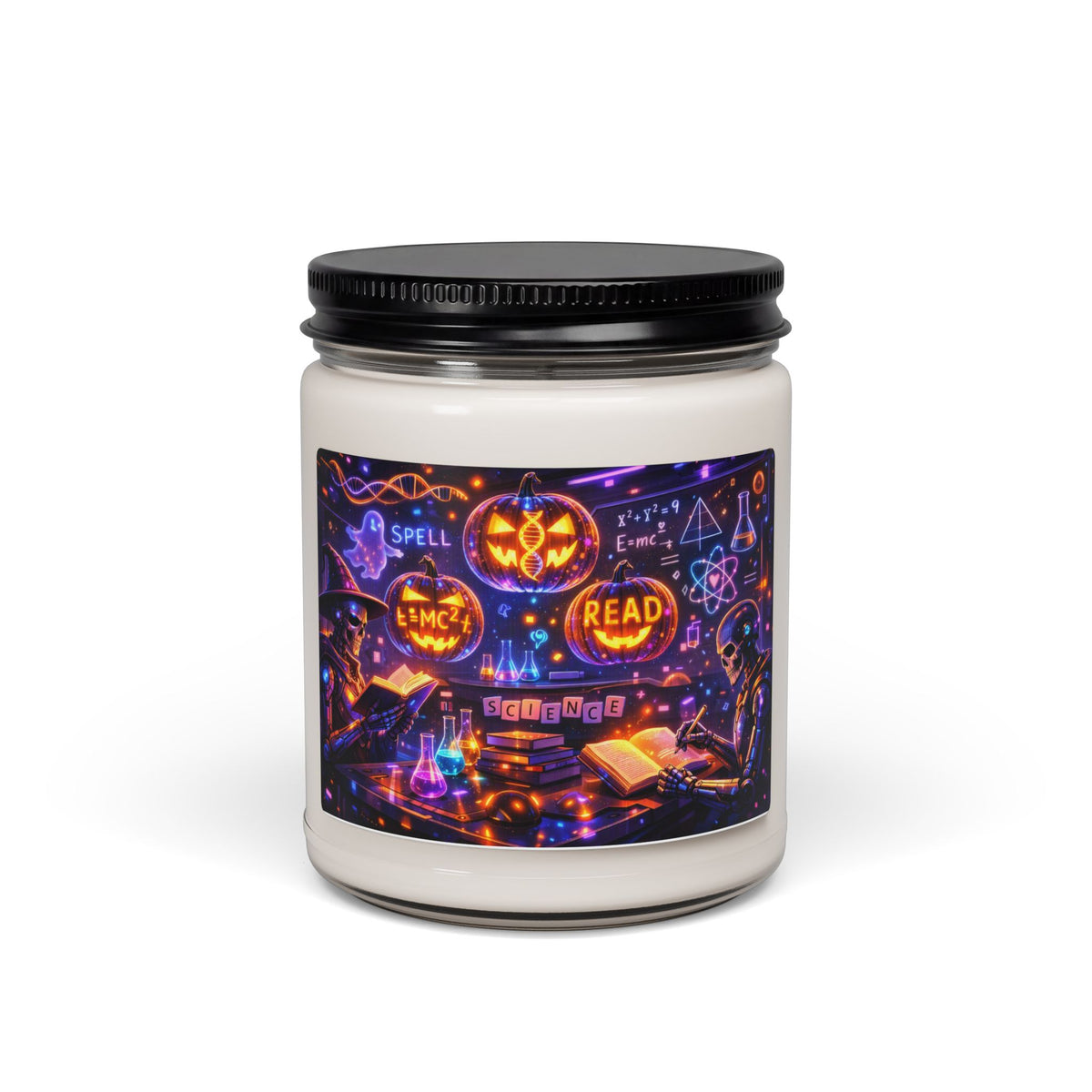 Halloween Witchy Reading Soy Candle — Scented 9oz Jar (Spell • Read • Pumpkin)