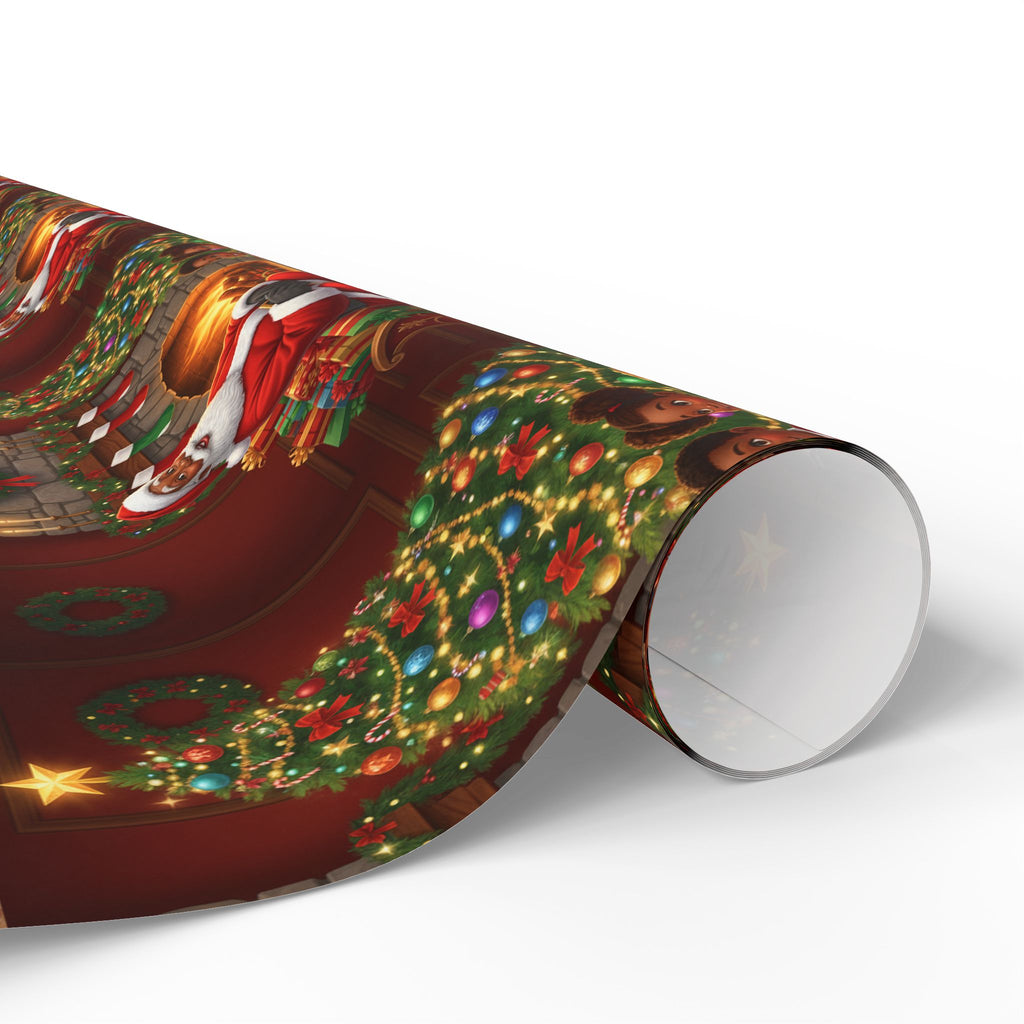 Christmas Santa Fireplace Wrapping Paper – Festive Gift Wrap Roll