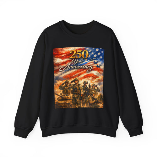 250 Year Anniversary Crewneck Sweatshirt — Patriotic Veterans Tribute