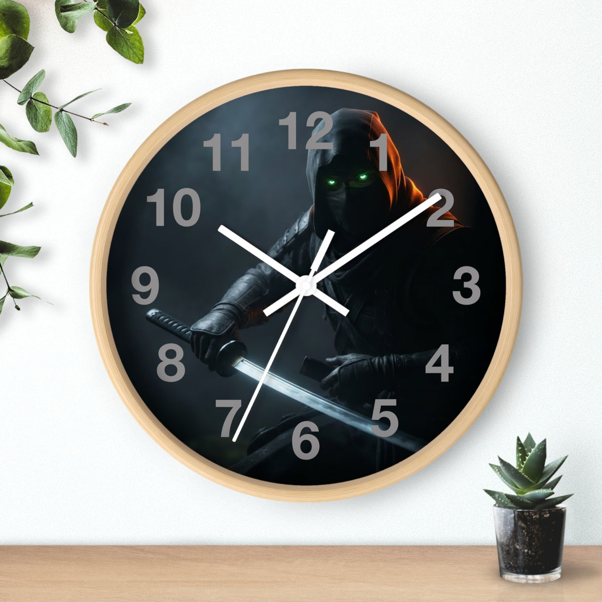 Assassin Nightblade Wall Clock — Dark Rogue with Glowing Eyes Decorative Clock