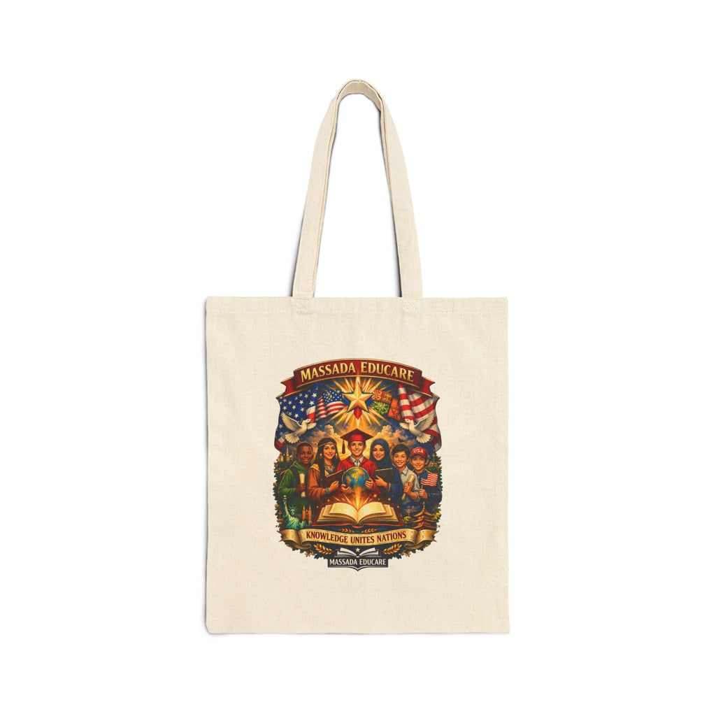 Patriotic Family Graphic Tote Bag – "America United" Cotton Canvas Shopper