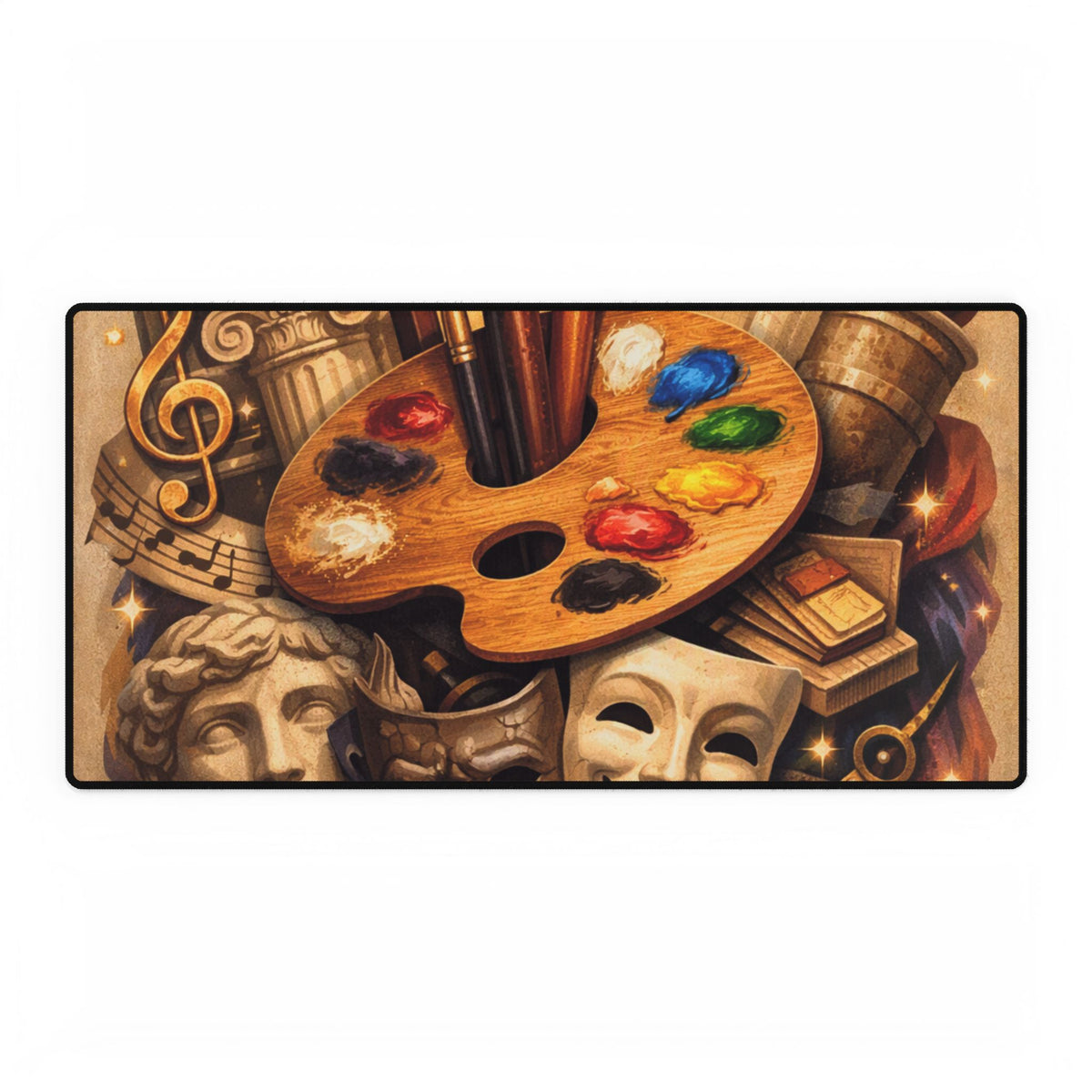 Artist Palette Desk Mat — Creative Studio Desk Pad for Painters, Musicians & Theatre Fans