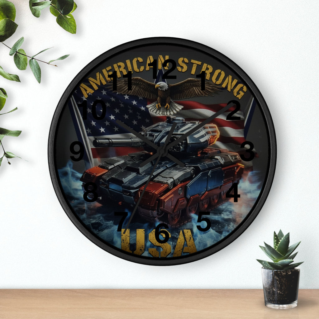 American Strong USA Tank Wall Clock — Patriotic Military Home Decor