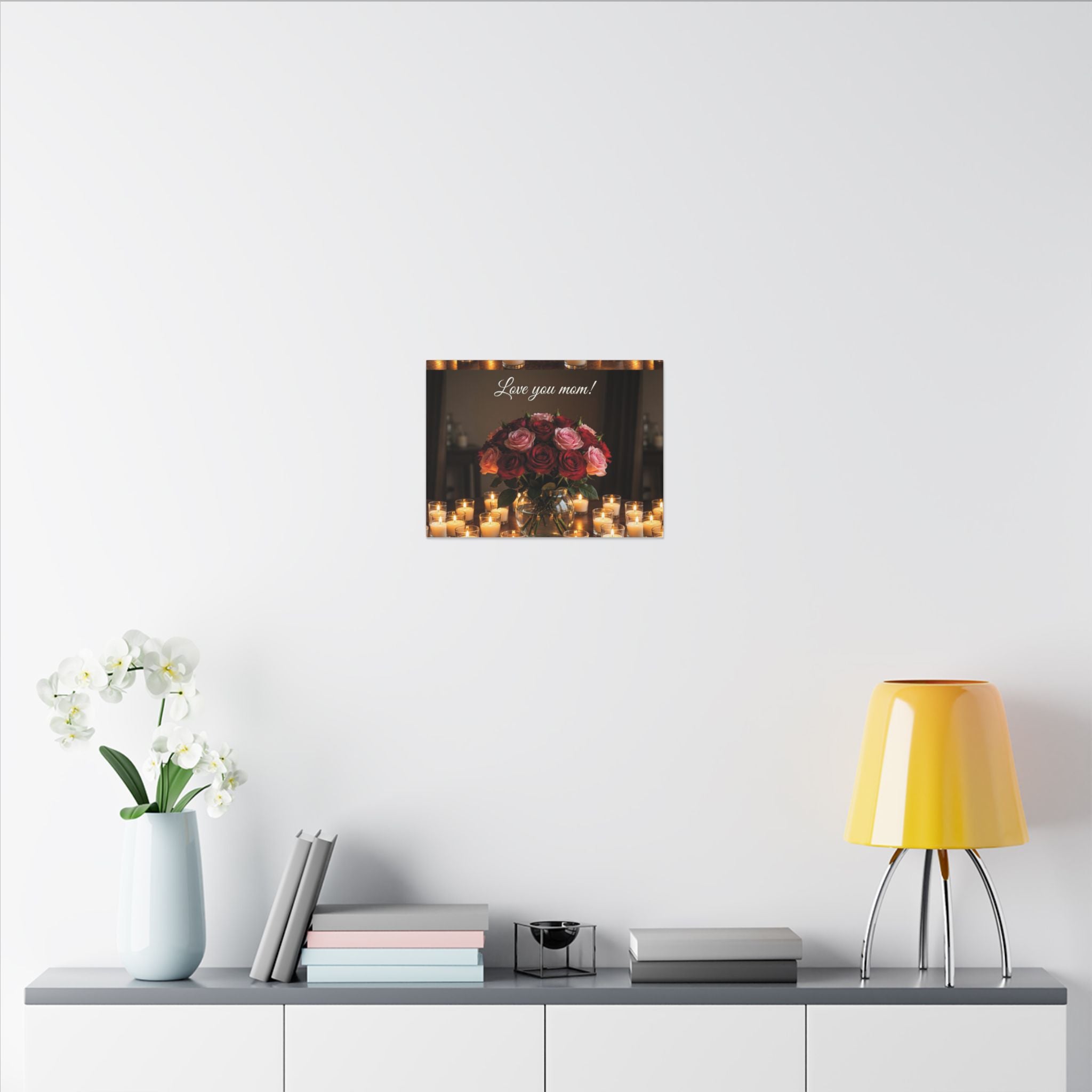 Love You Mom Floral Canvas Wall Art — Bouquet & Candles Mother's Day Gift
