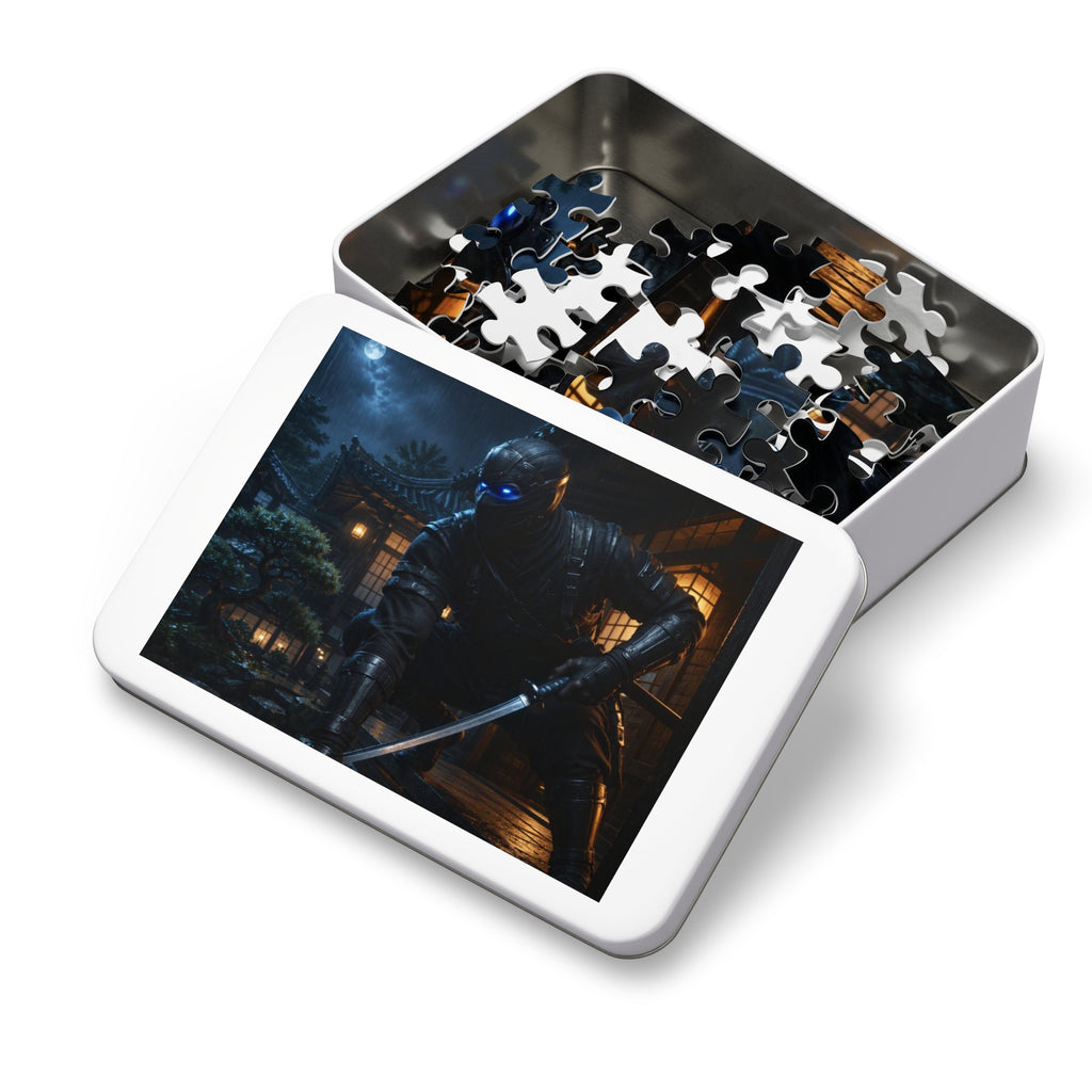 Ninja Night 500-Piece Jigsaw Puzzle with Tin — Stealth Samurai Sword Scene