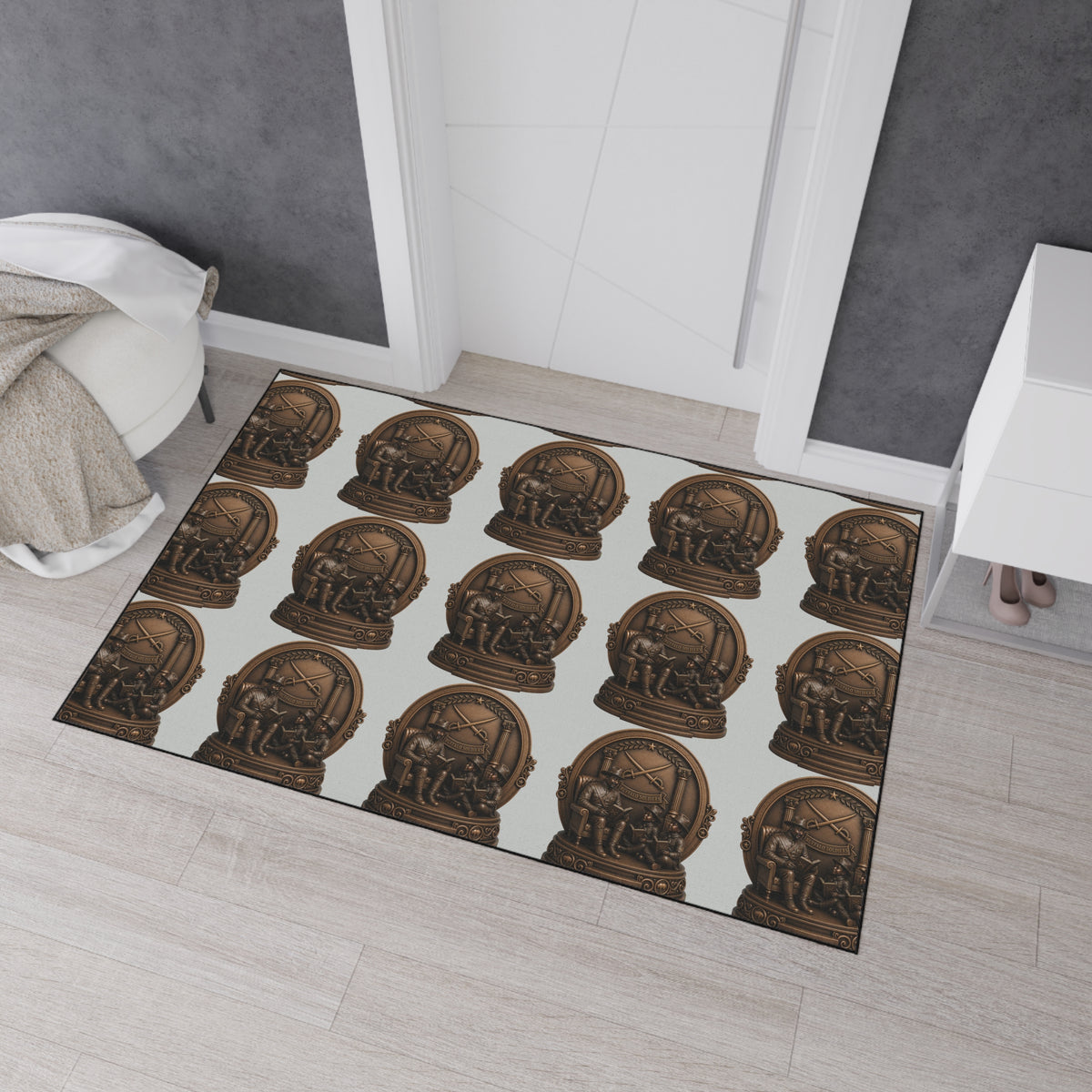 Bronze Nautical Emblem Heavy-Duty Floor Mat