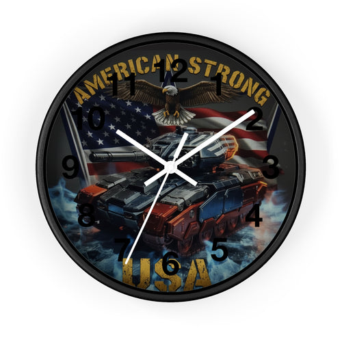 American Strong USA Tank Wall Clock — Patriotic Military Home Decor