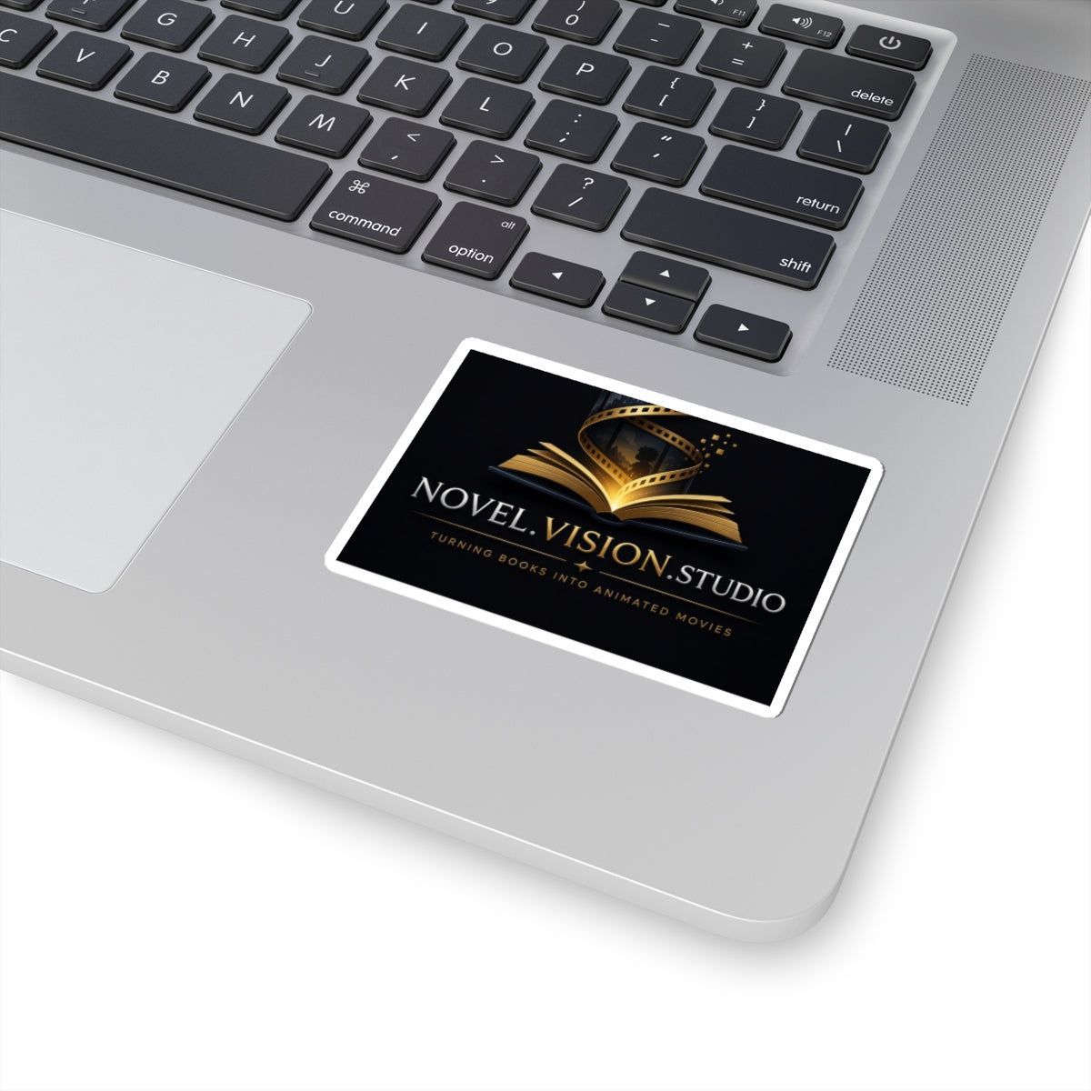 Novel Vision Studio Logo Sticker — Kiss-Cut Book-to-Film Branding Sticker