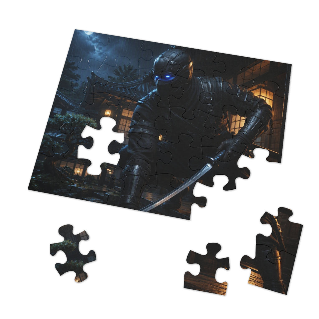 Ninja Night 500-Piece Jigsaw Puzzle with Tin — Stealth Samurai Sword Scene