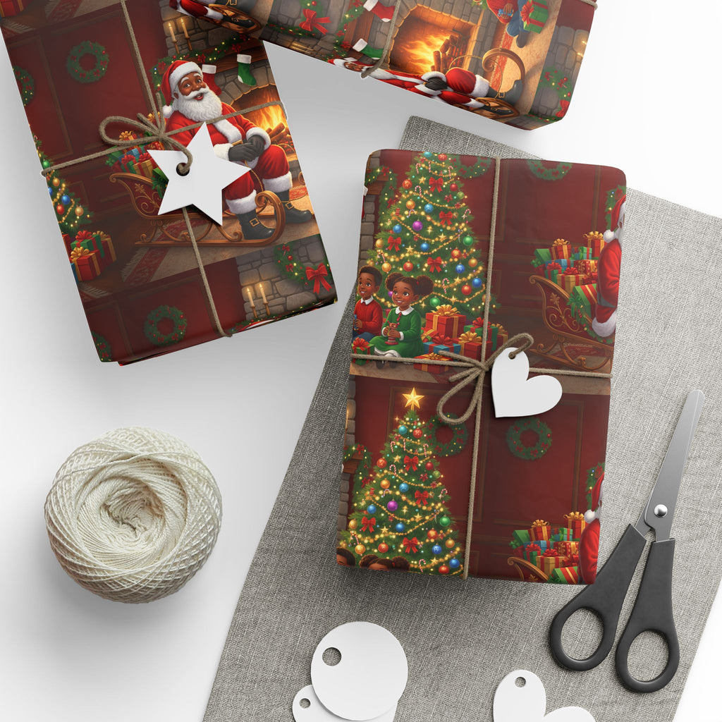 Christmas Santa Fireplace Wrapping Paper – Festive Gift Wrap Roll