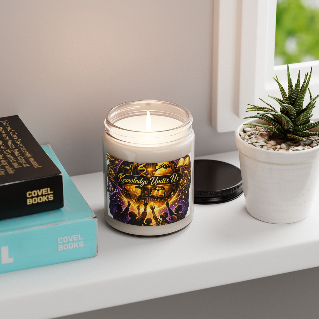 Knowledge Unites Us Soy Candle — 9oz Scented Candle for Teachers & Graduates
