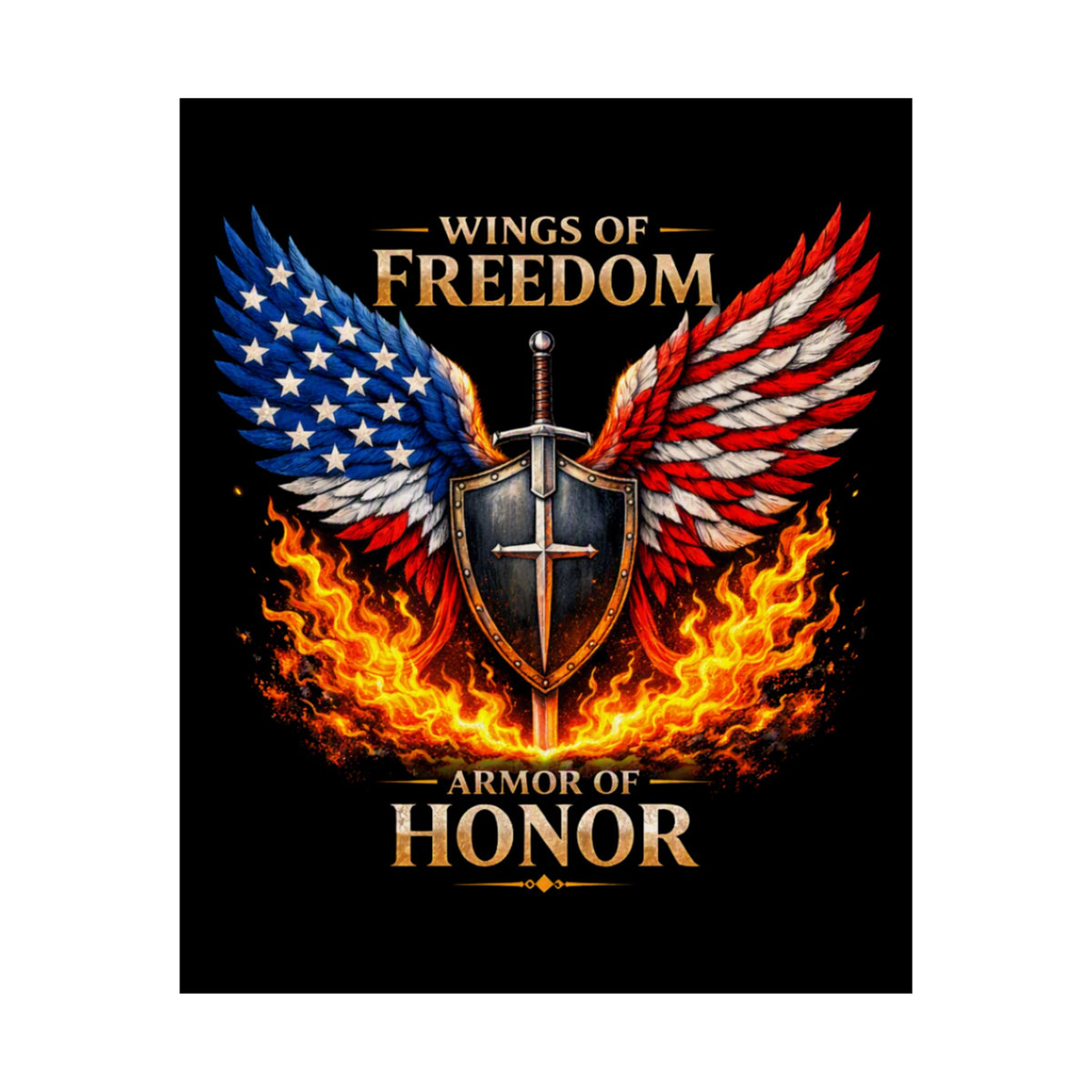 Patriotic Wings of Freedom Matte Poster — "Wings of Freedom, Armor of Honor"