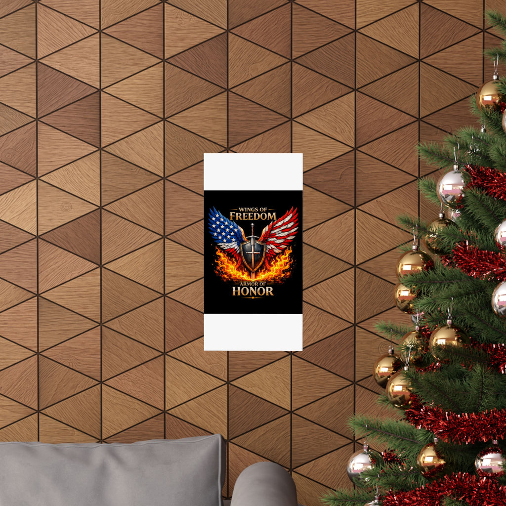 Patriotic Wings of Freedom Matte Poster — "Wings of Freedom, Armor of Honor"
