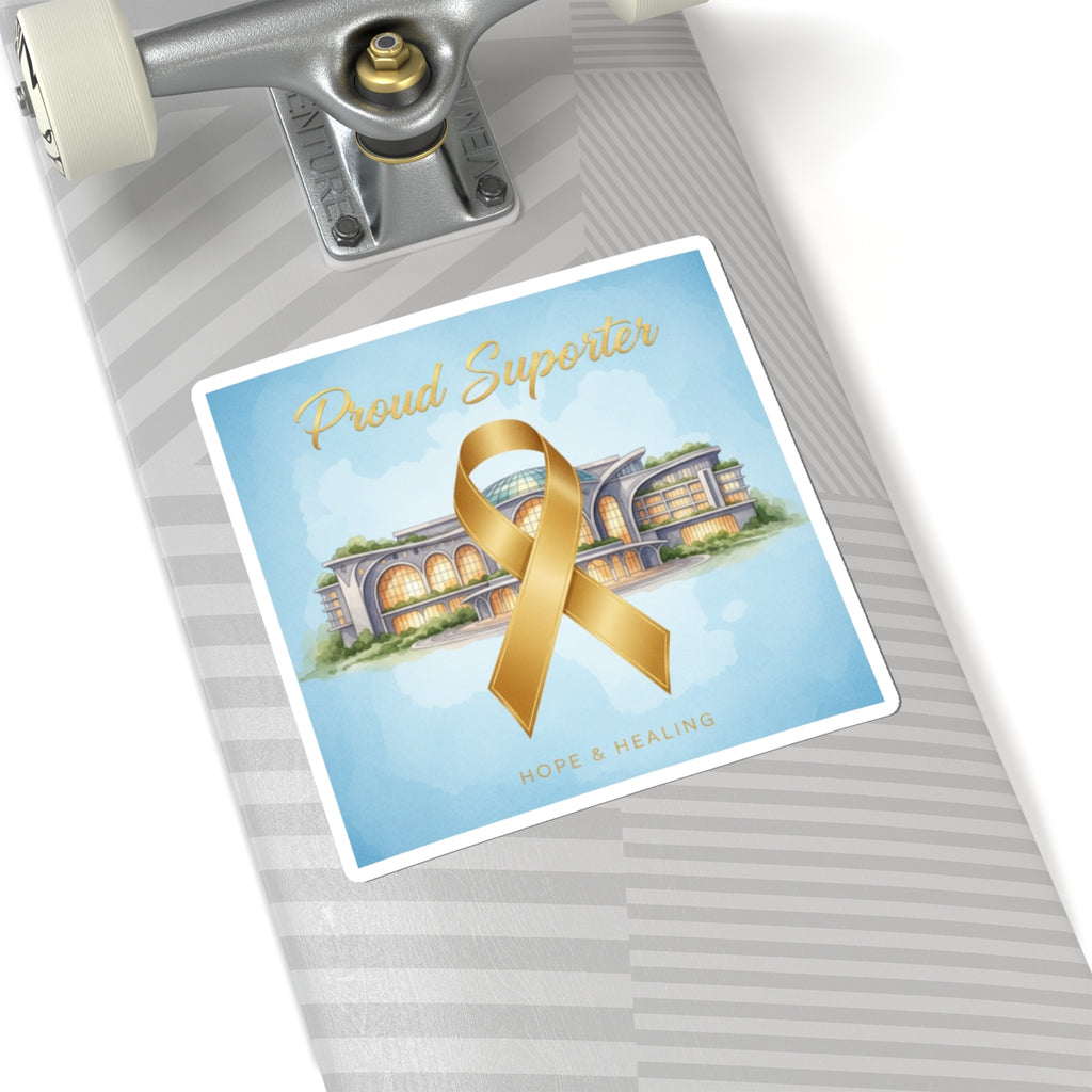 Gold Awareness Ribbon Sticker — "Proud Supporter: Hope & Healing"
