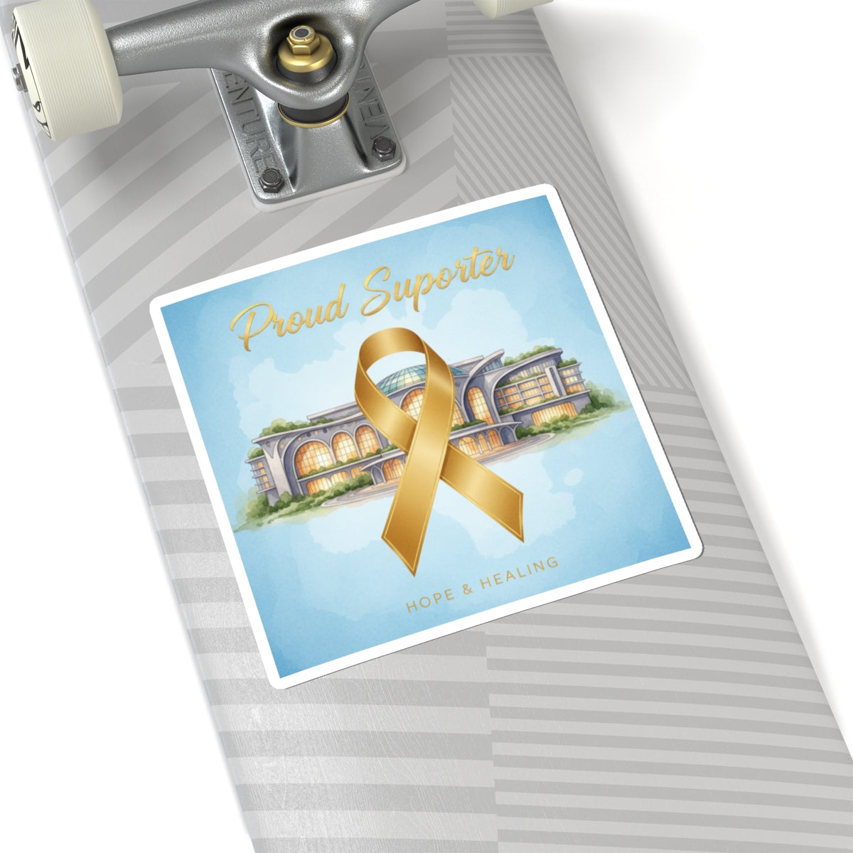 Gold Awareness Ribbon Sticker — "Proud Supporter: Hope & Healing"