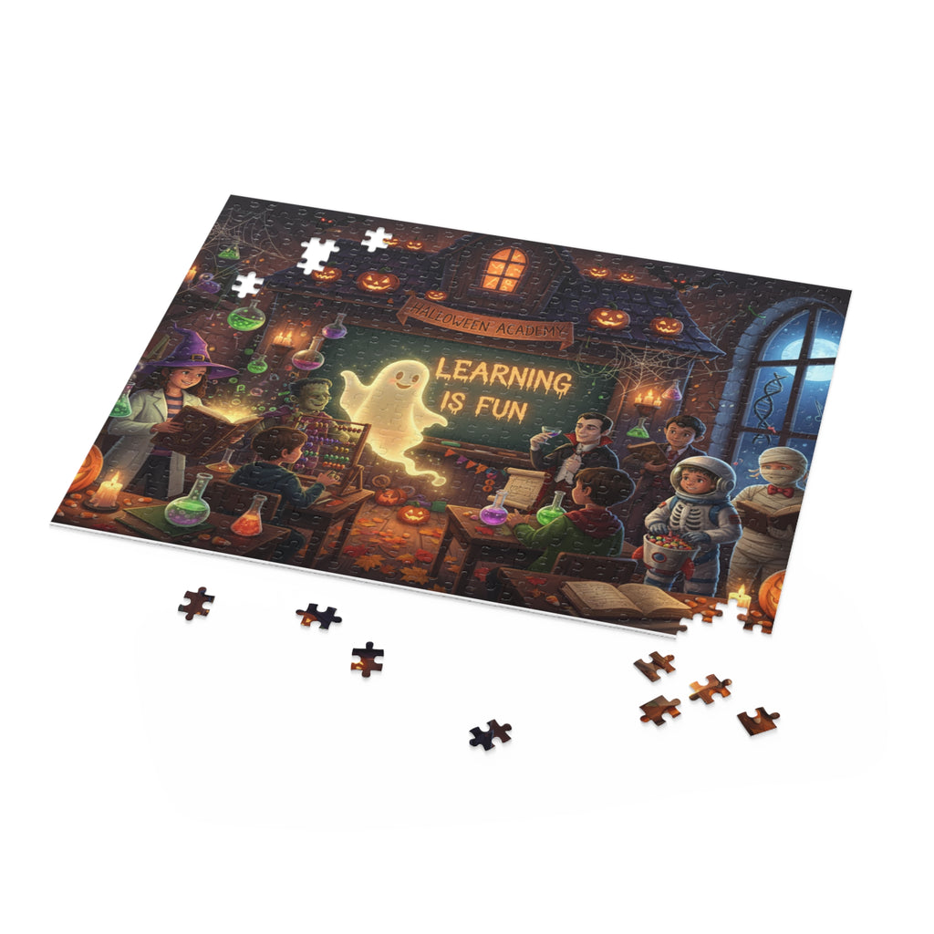 Halloween Classroom Puzzle — “Learning Is Fun” 120/252/500-Piece Jigsaw