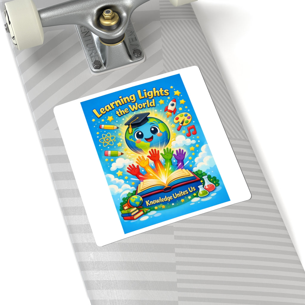 Learning Lights the World Sticker — "Knowledge Unites Us" Educational Laptop Sticker for Teachers & Students
