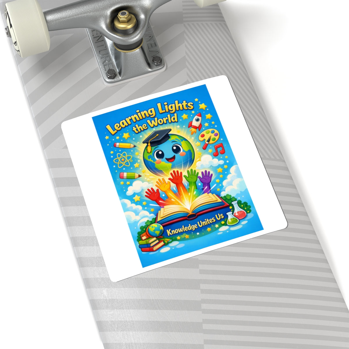 Learning Lights the World Sticker — "Knowledge Unites Us" Educational Laptop Sticker for Teachers & Students