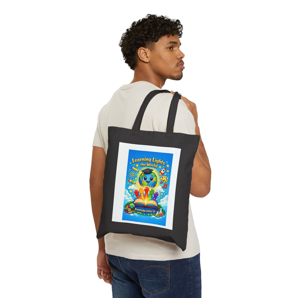 Tote Bag — "Learning Lights the World" Colorful Children's Book Illustration Tote