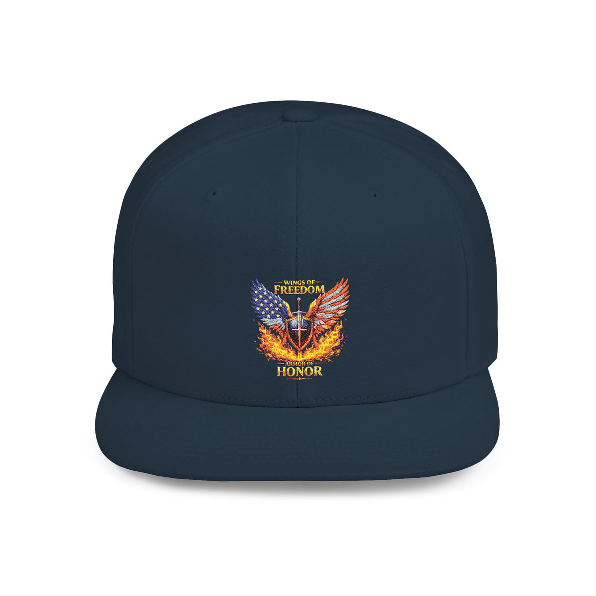 Snapback Hat — American Eagle Flames "Freedom Honor" Embroidered