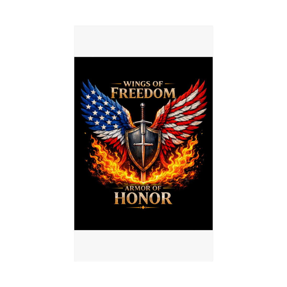 Patriotic Wings of Freedom Matte Poster — "Wings of Freedom, Armor of Honor"