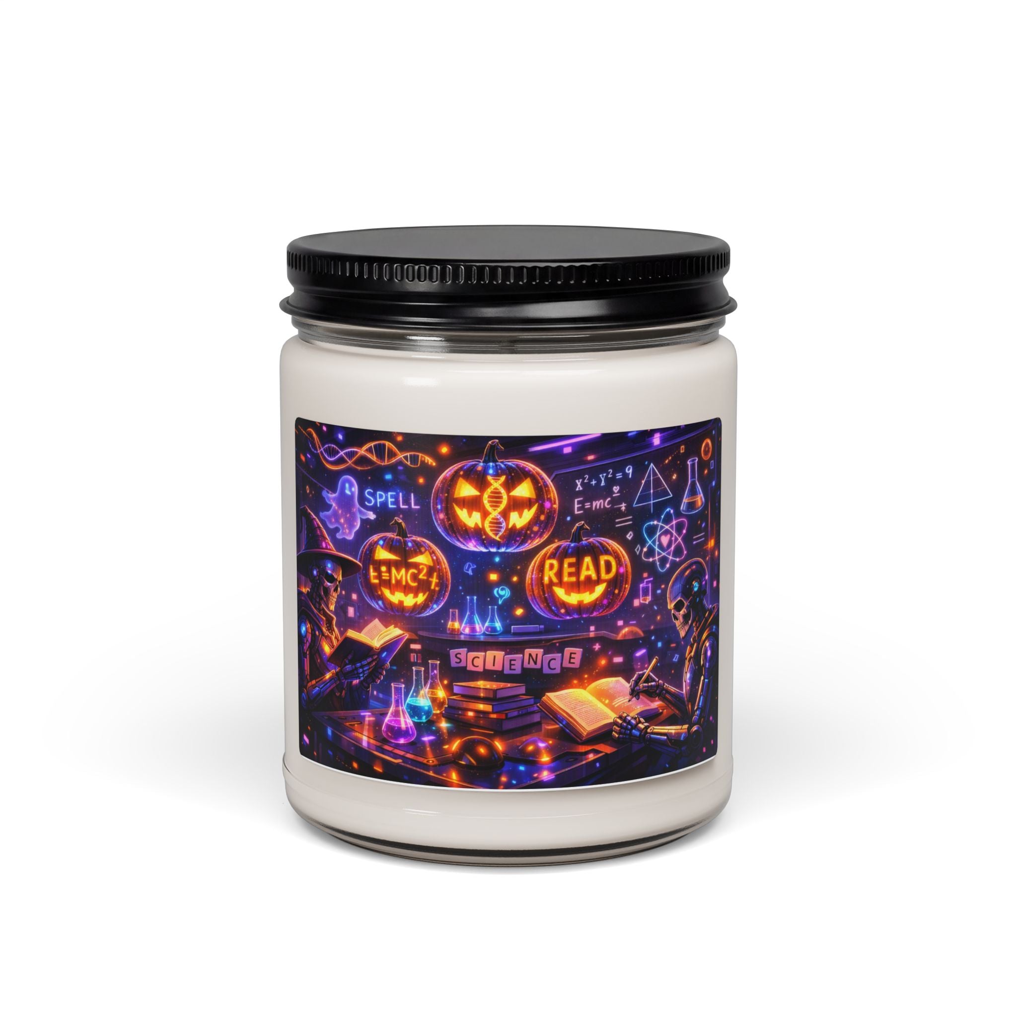 Halloween Witchy Reading Soy Candle — Scented 9oz Jar (Spell • Read • Pumpkin)