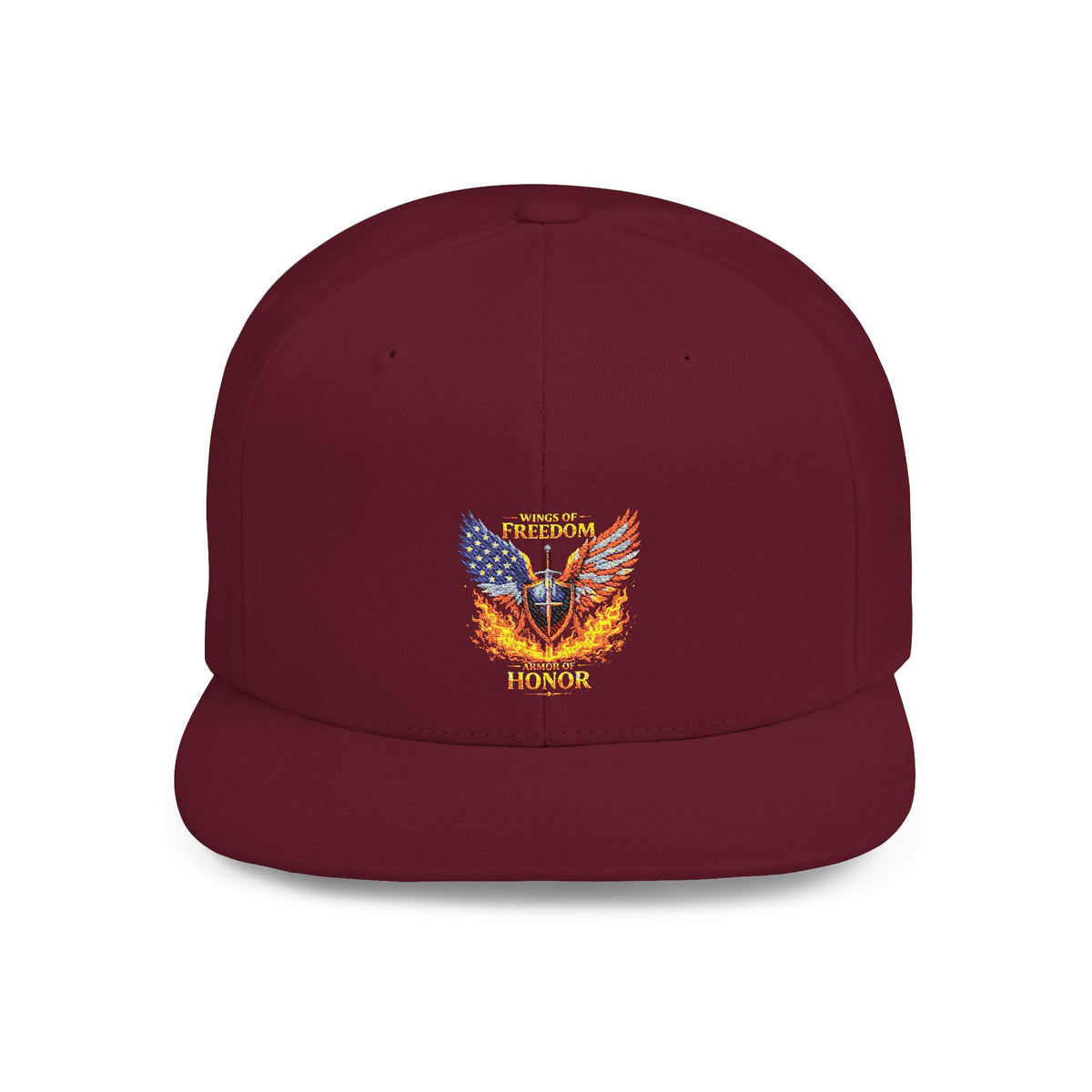 Snapback Hat — American Eagle Flames "Freedom Honor" Embroidered