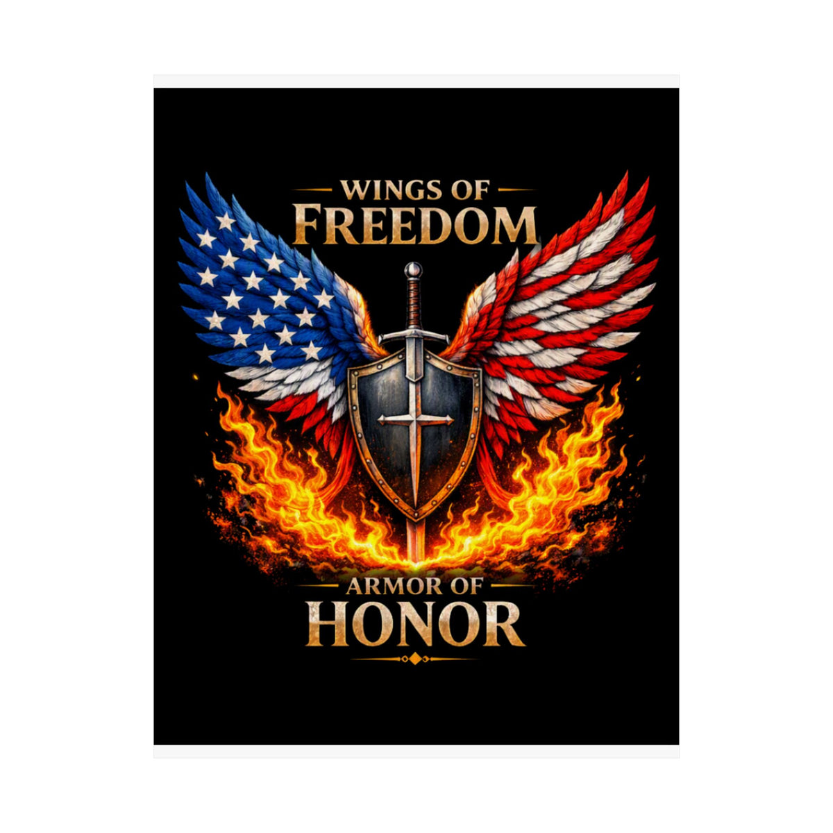 Patriotic Wings of Freedom Matte Poster — "Wings of Freedom, Armor of Honor"