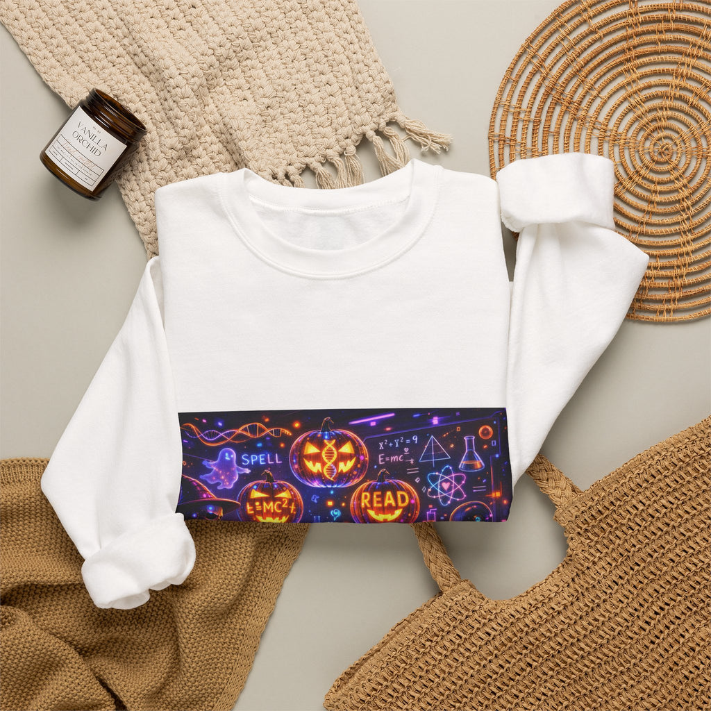 Halloween Night Crewneck Sweatshirt — Pumpkin, Spells & Trick-or-Treat Design