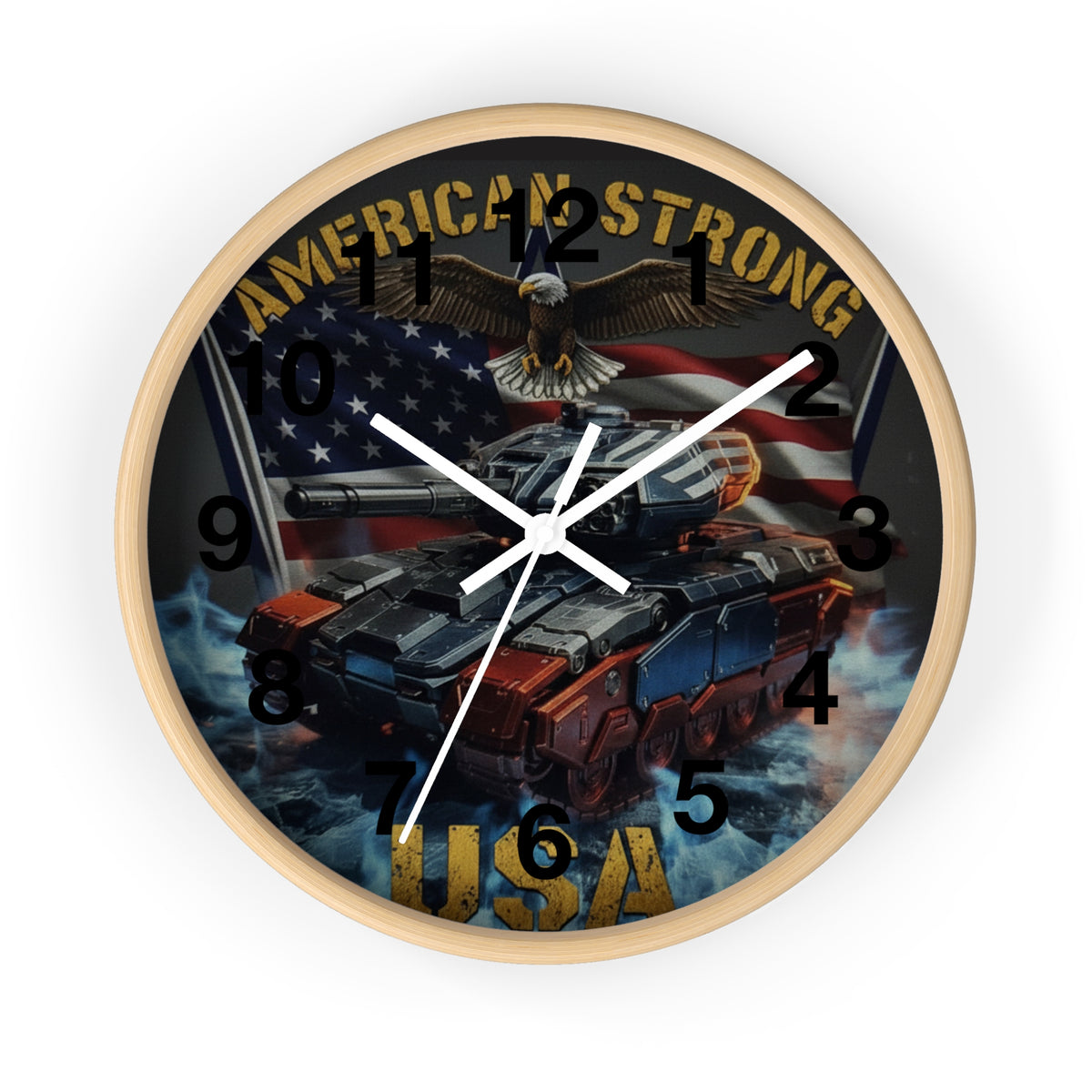 American Strong USA Tank Wall Clock — Patriotic Military Home Decor