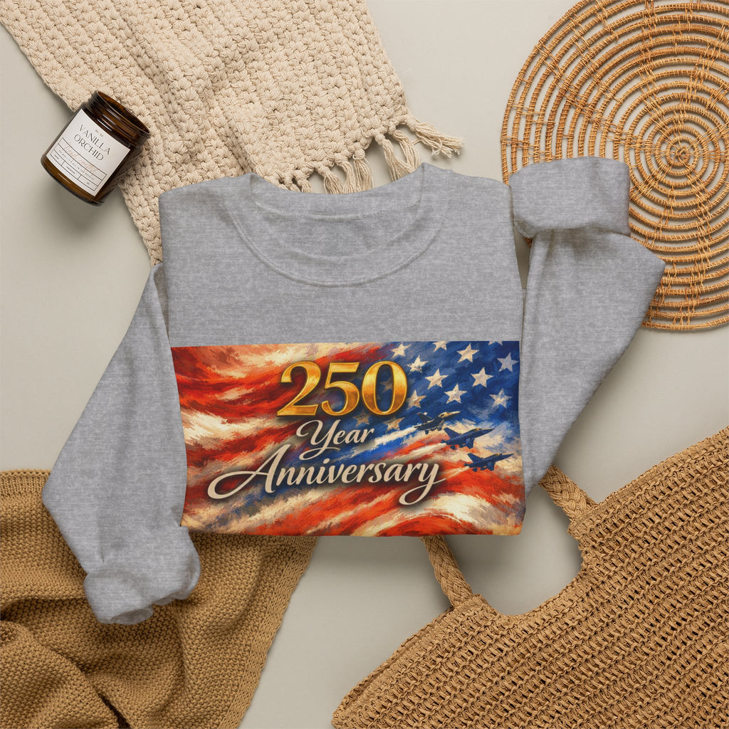 250 Year Anniversary Crewneck Sweatshirt — Patriotic Veterans Tribute