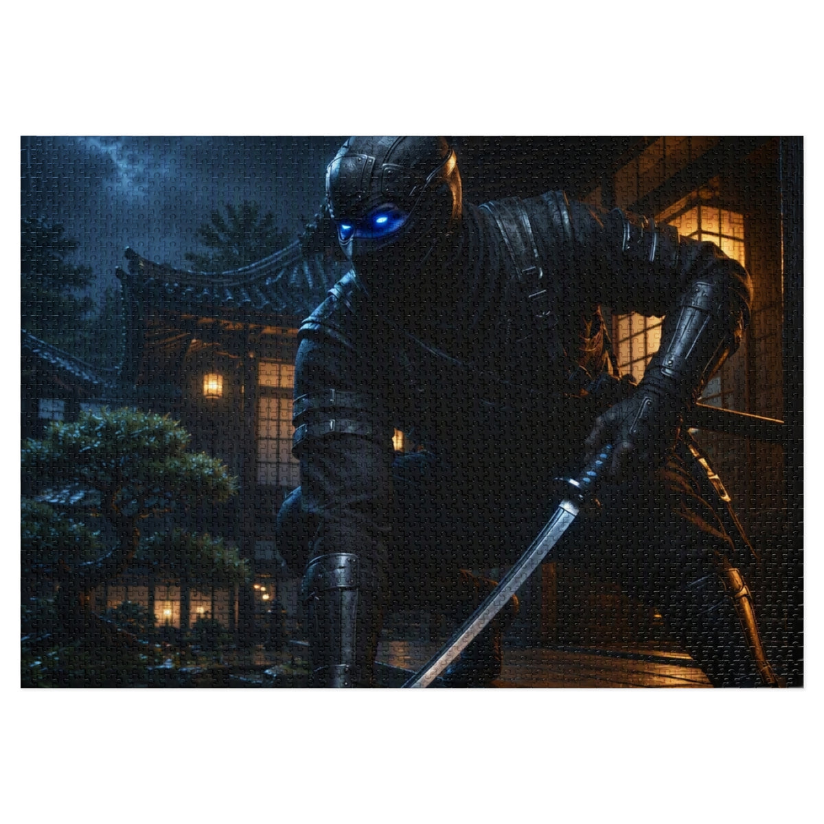 Ninja Night 500-Piece Jigsaw Puzzle with Tin — Stealth Samurai Sword Scene